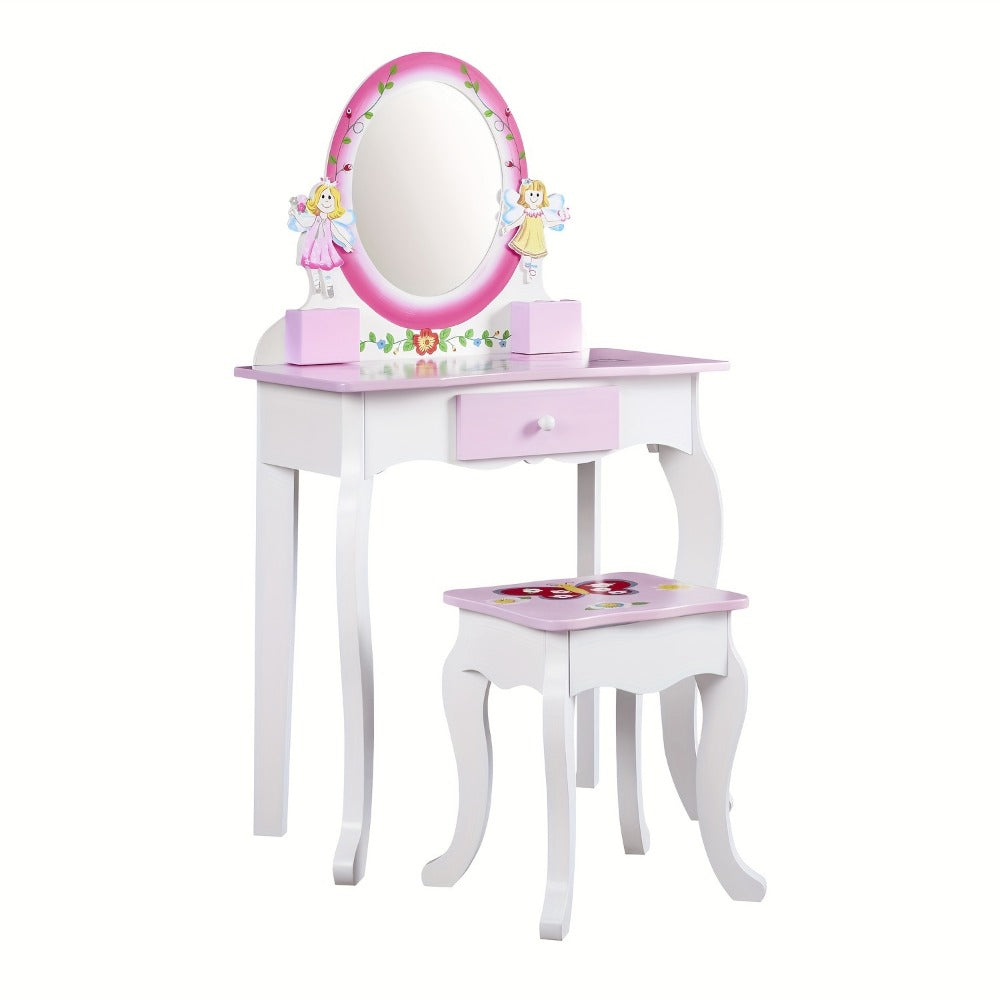 Wood Kids Vanity Set with Storage Drawers for Dressing and Daily Routines in Kids' Room detail image