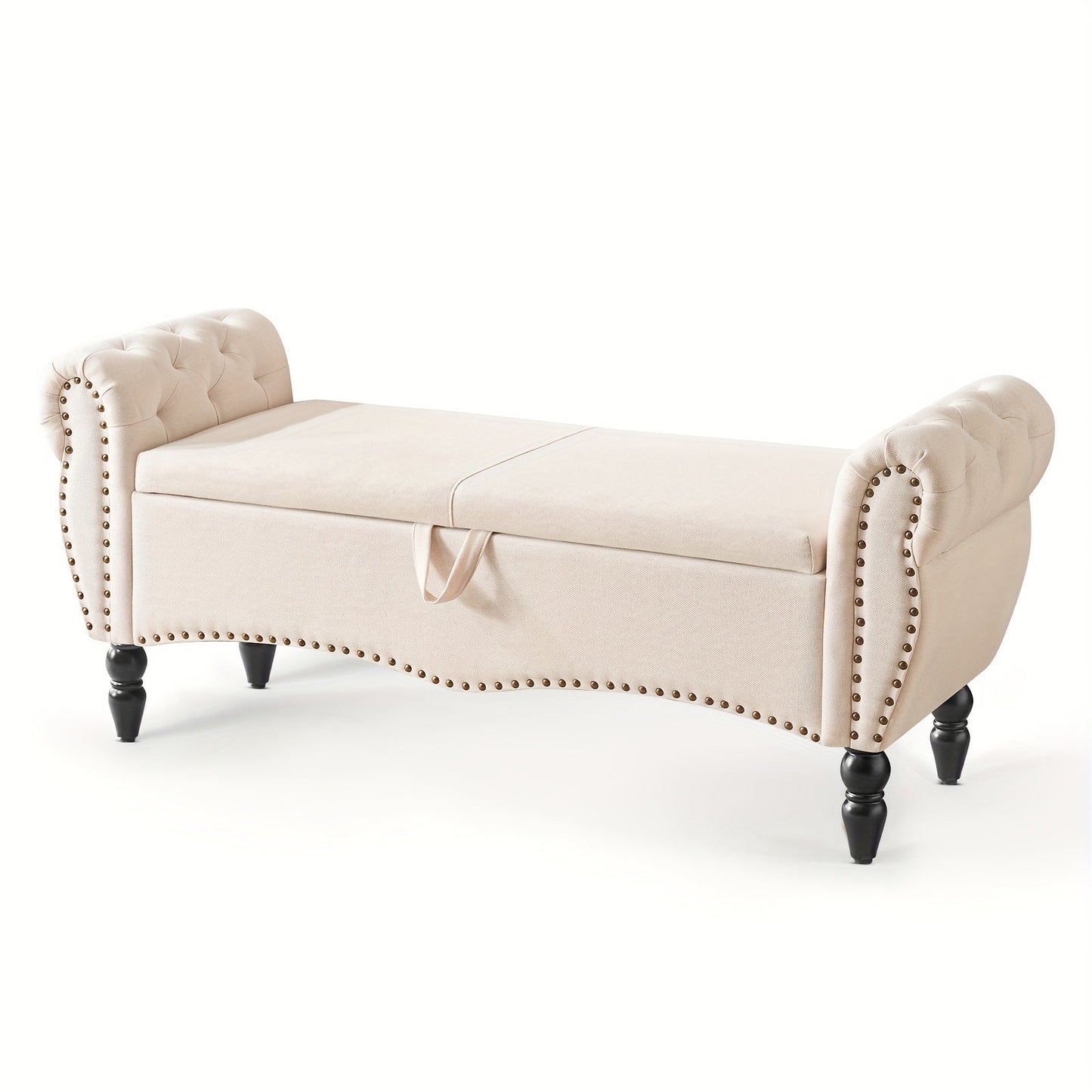 Storage Ottoman shown in the Beige-Linen option