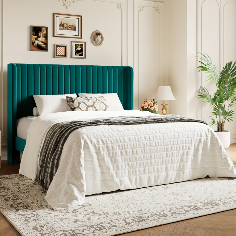 Wood Velvet Bed Frame with No Box Spring Needed and Multiple Color Options for Bedroom detail image - detail view 18
