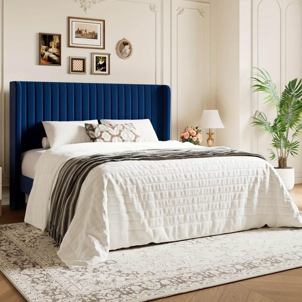 Wood Velvet Bed Frame with No Box Spring Needed and Multiple Color Options for Bedroom detail image - detail view 7