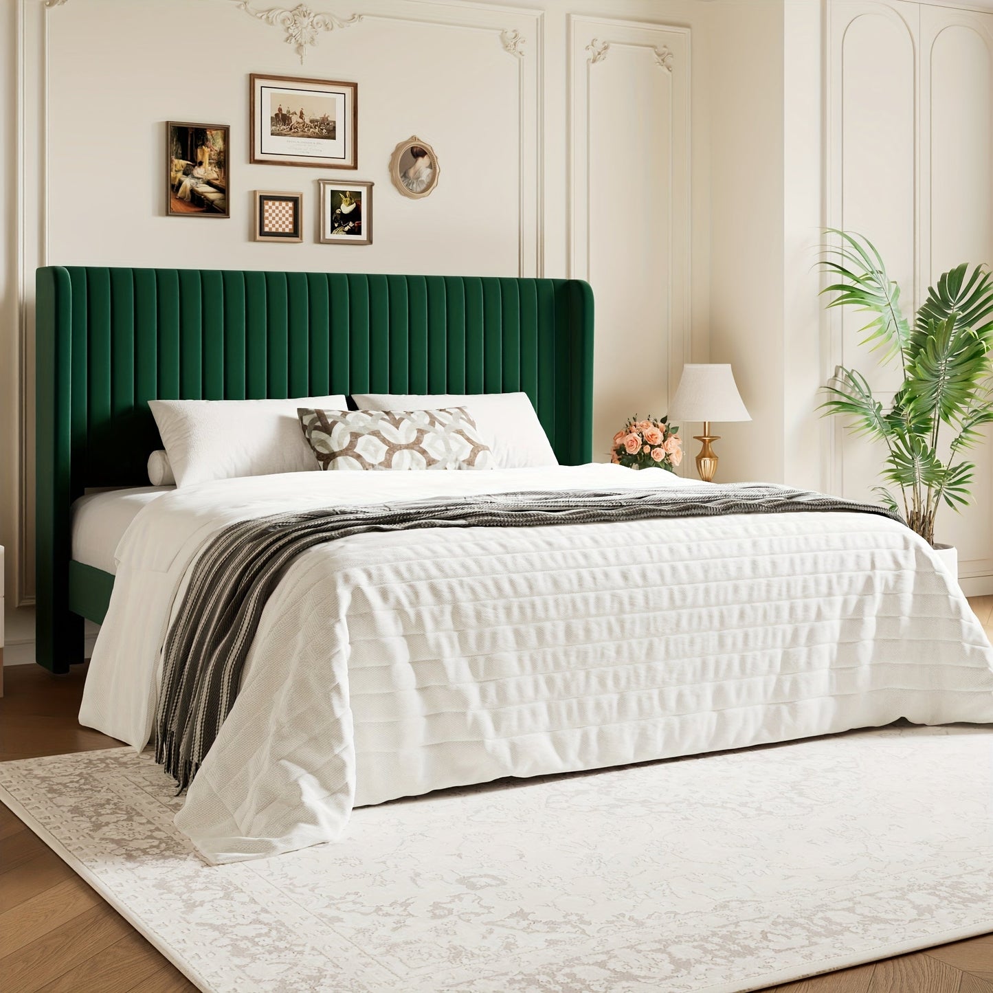 Bed Frame shown in the Green, King option