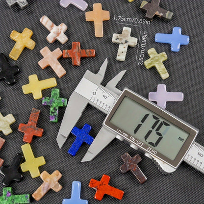 Worry Stones - Cross Bulk 50pcs Faux Gemstone Cross Shaped Palm Pocket Assorted Crystal - product detail view 4