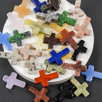 Worry Stones - Cross Bulk 50pcs Faux Gemstone Cross Shaped Palm Pocket Assorted Crystal - product detail view 5