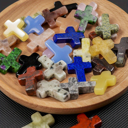 Worry Stones - Cross Bulk 50pcs Faux Gemstone Cross Shaped Palm Pocket Assorted Crystal - product detail view 6