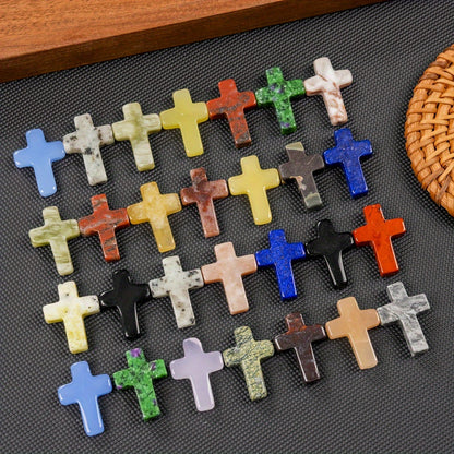 Worry Stones - Cross Bulk 50pcs Faux Gemstone Cross Shaped Palm Pocket Assorted Crystal - product detail view 8