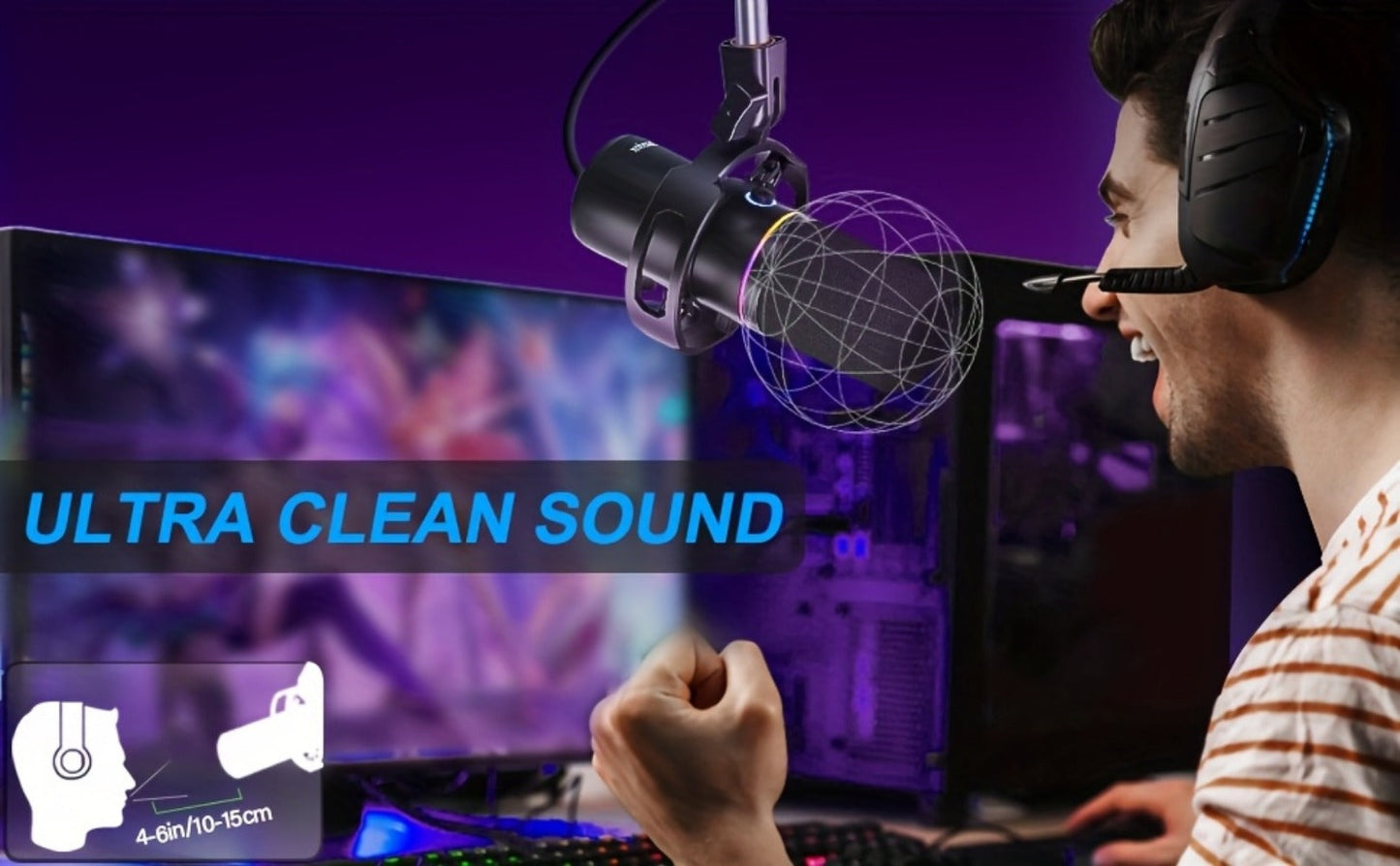 XLR and USB Dynamic Microphone Kit with Noise Control and Boom Arm detail image - detail view 11