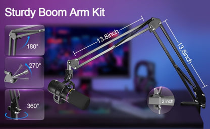 XLR and USB Dynamic Microphone Kit with Noise Control and Boom Arm detail image - detail view 15