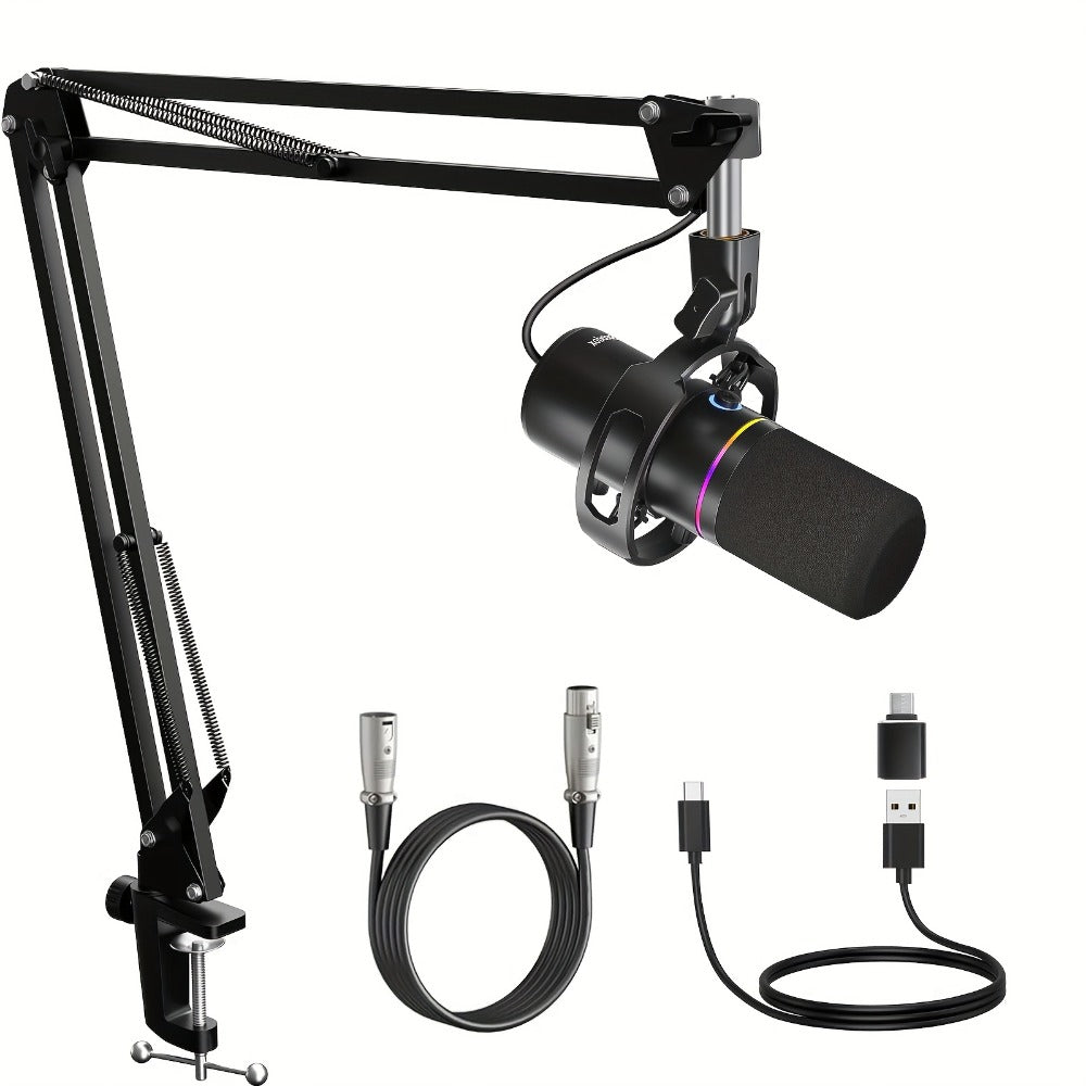 XLR and USB Dynamic Microphone Kit with Noise Control and Boom Arm detail image - detail view 3