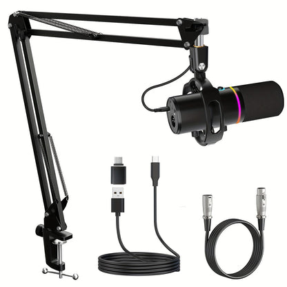 XLR and USB Dynamic Microphone Kit shown in the Black option