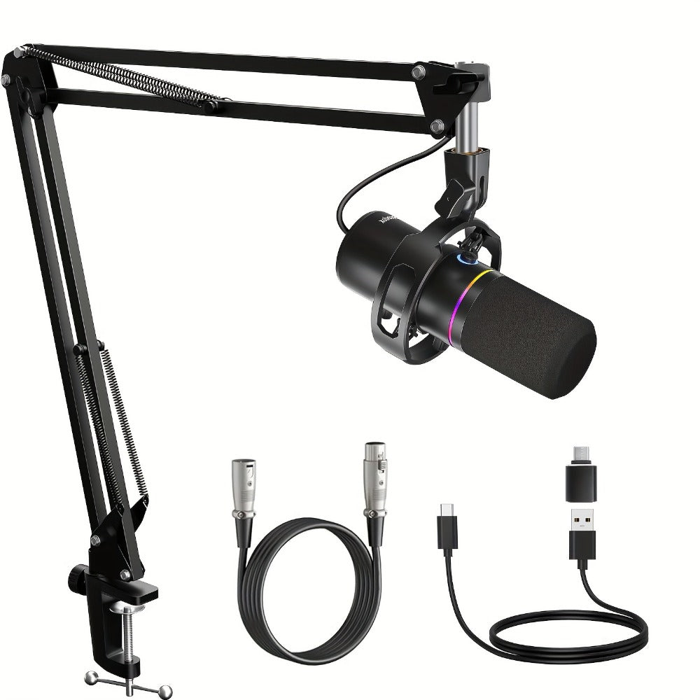 XLR and USB Dynamic Microphone Kit with RGB, Software and Boom Arm detail image - detail view 10