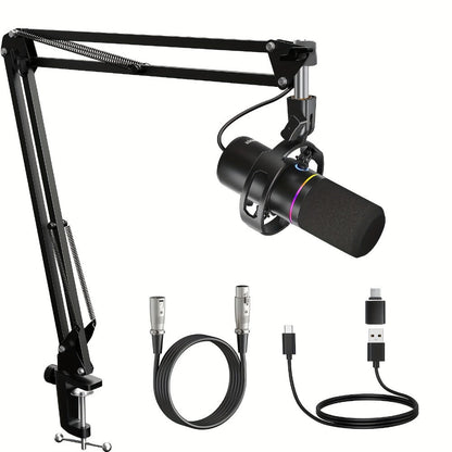 XLR and USB Dynamic Microphone Kit with RGB, Software and Boom Arm detail image - detail view 10