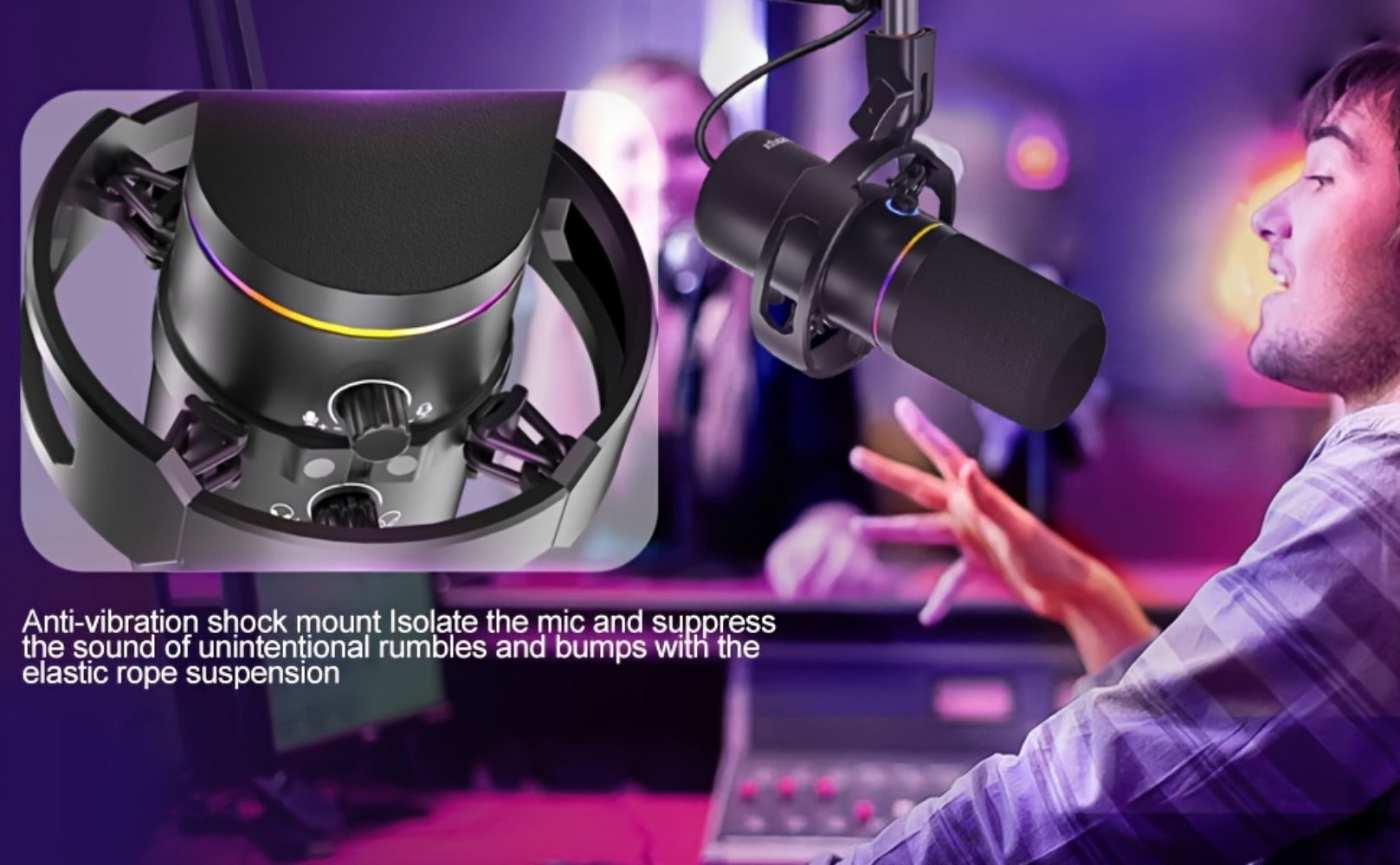 XLR and USB Dynamic Microphone Kit with RGB, Software and Boom Arm detail image - detail view 12