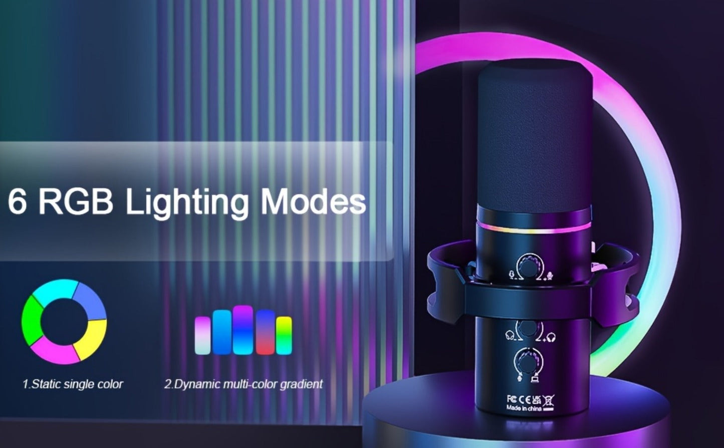 XLR and USB Dynamic Microphone Kit with RGB, Software and Boom Arm detail image - detail view 14