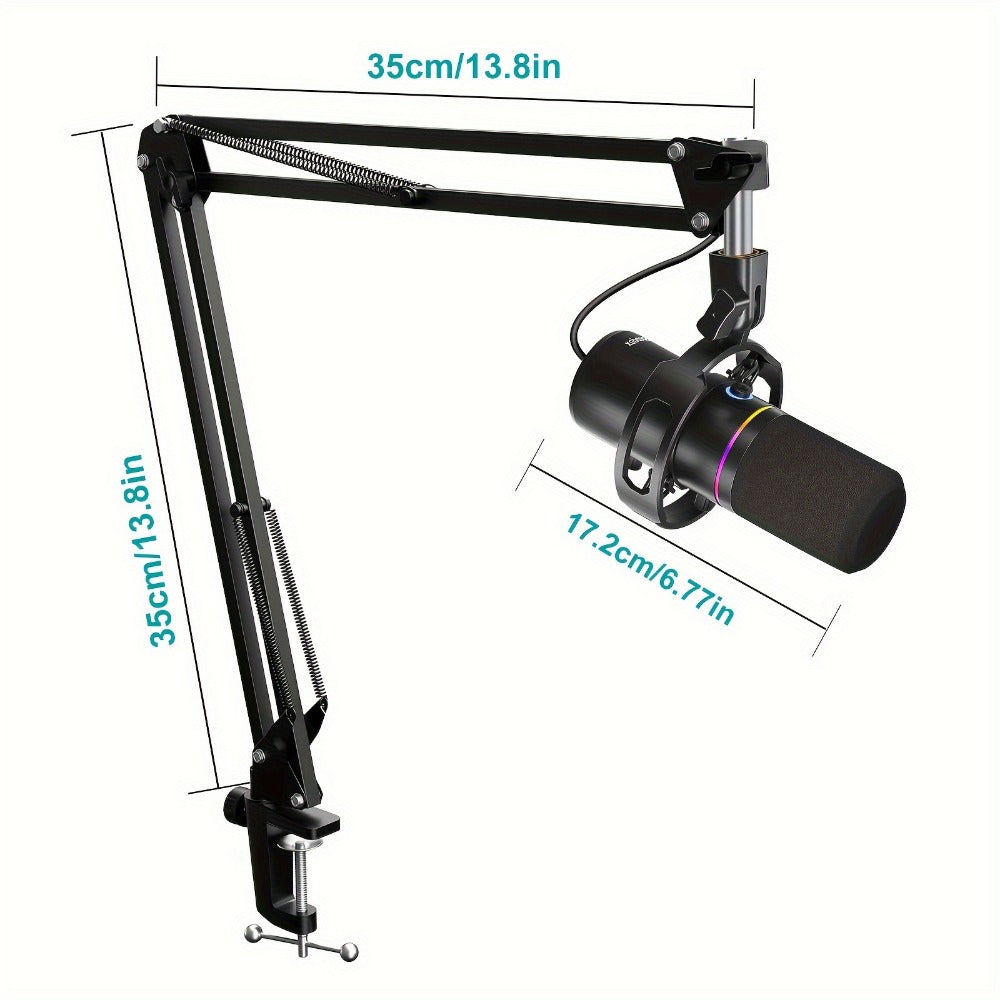 XLR and USB Dynamic Microphone Kit with RGB, Software and Boom Arm detail image