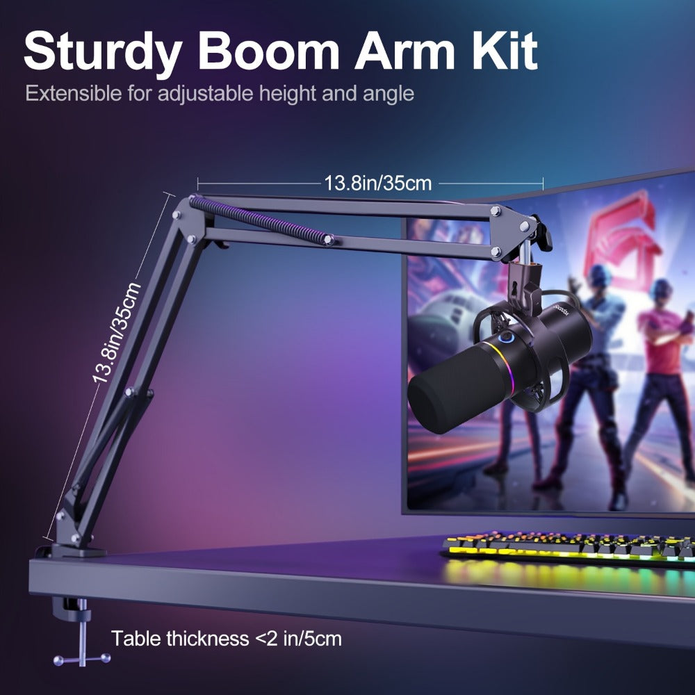 XLR and USB Dynamic Microphone Kit with RGB, Software and Boom Arm detail image - detail view 8