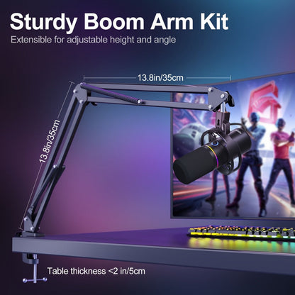 XLR and USB Dynamic Microphone Kit with RGB, Software and Boom Arm detail image - detail view 8