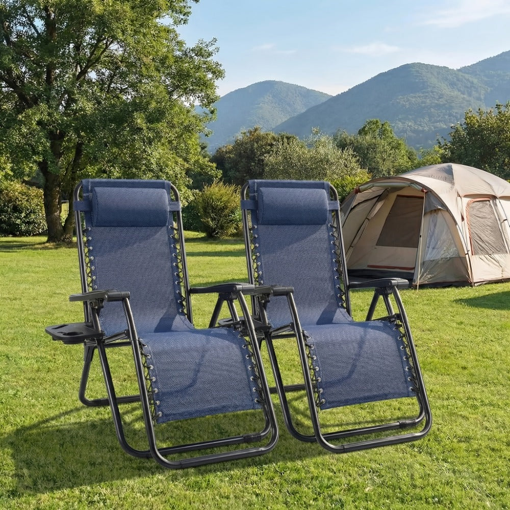 Zero-Gravity Foldable Outdoor Lounge Chair with Cup Holder for Patio detail image - detail view 5