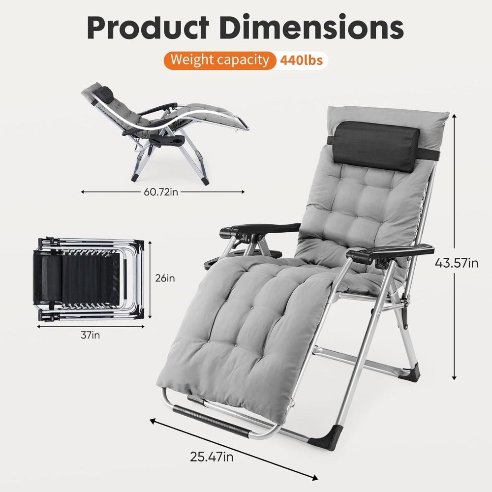 Zero-Gravity Foldable Zero Gravity Recliner with Cup Holder and Removable Cushions detail image - detail view 6
