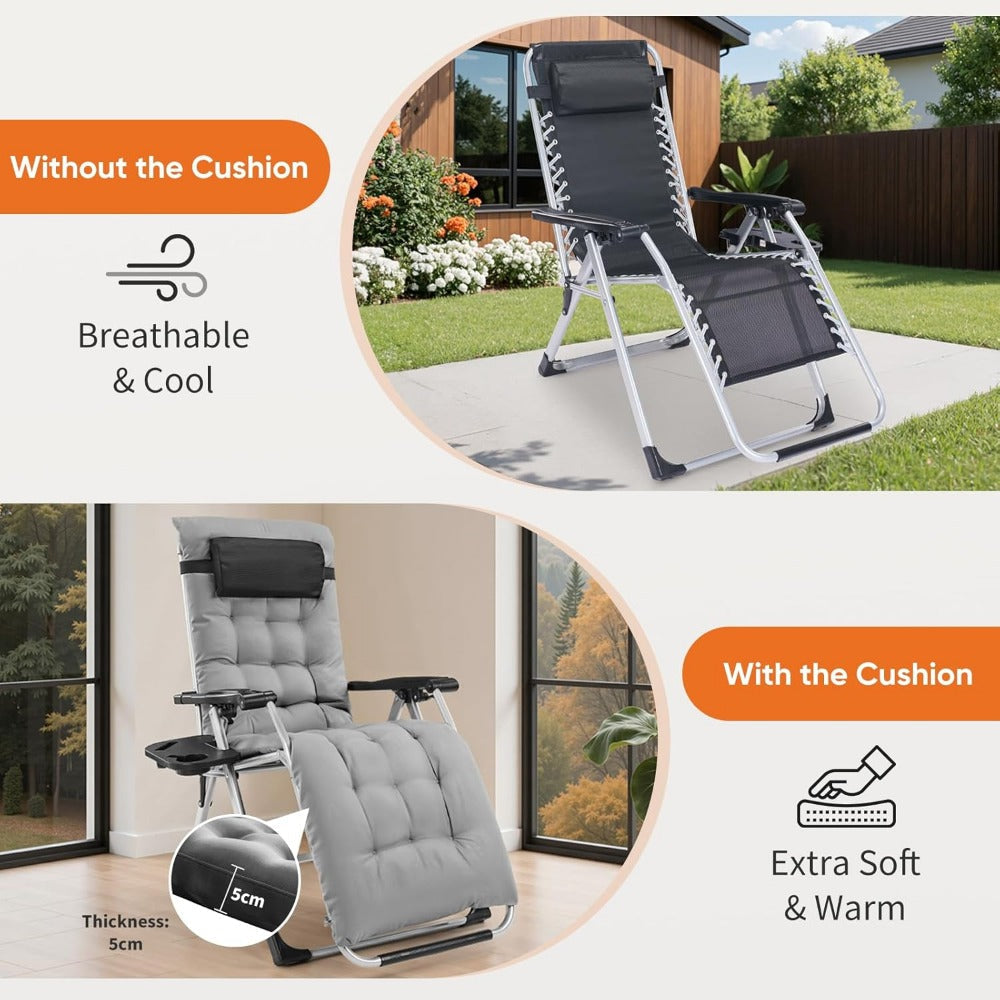 Zero-Gravity Foldable Zero Gravity Recliner with Cup Holder and Removable Cushions detail image - detail view 9